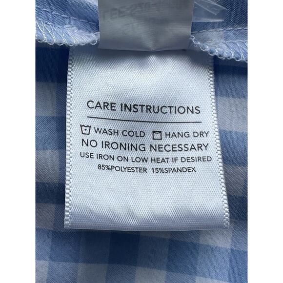 Mizzen Main Shirt Men L Blue Button Gingham Check Performance Trim Long Sleeve - Picture 5 of 8